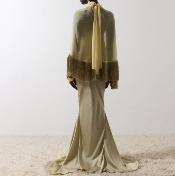 DE LA VALI SUELO SKIRT IN SAND SILK SATIN - Picture 6 of 13